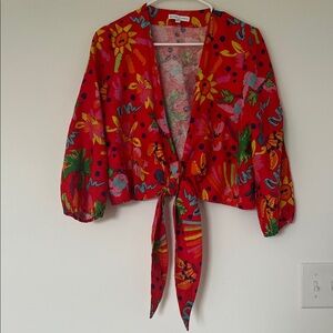 Maison d'Amélie Red Floral Blouse